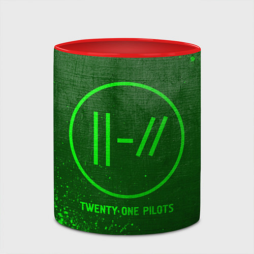 Кружка цветная Twenty One Pilots - green gradient / 3D-Белый + красный – фото 2