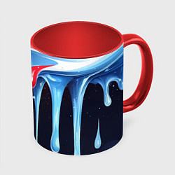 Кружка 3D Синие и красные слизи текстура, цвет: 3D-белый + красный