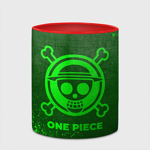 Кружка цветная One Piece - green gradient / 3D-Белый + красный – фото 2