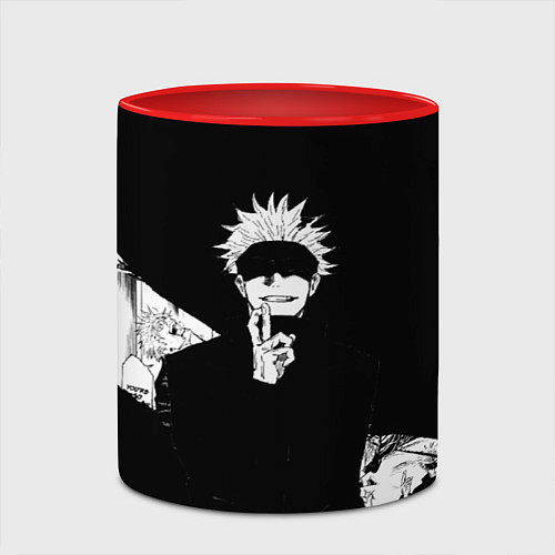 Кружка цветная Сатору годжо битва / 3D-Белый + красный – фото 2