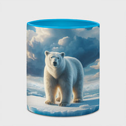 Кружка 3D Полярный медведь на льдине, цвет: 3D-белый + небесно-голубой — фото 2