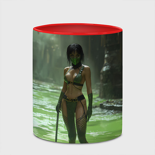 Кружка цветная Джейд в кислоте мортал комбат / 3D-Белый + красный – фото 2