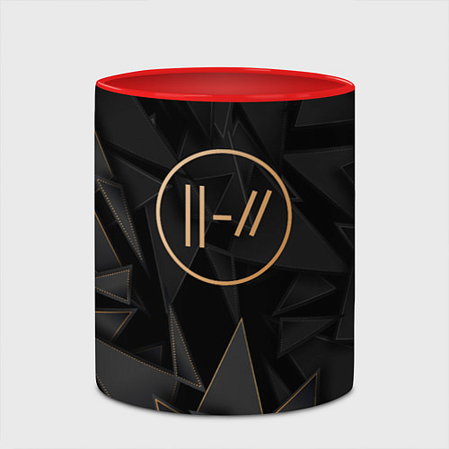 Кружка цветная Twenty One Pilots golden poly / 3D-Белый + красный – фото 2