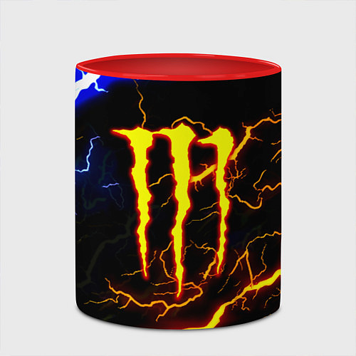 Кружка цветная Monster energy шторм / 3D-Белый + красный – фото 2