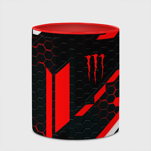 Кружка цветная Monster energy sport geometry / 3D-Белый + красный – фото 2