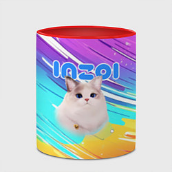 Кружка 3D Inzoi кошечка на радужном фоне, цвет: 3D-белый + красный — фото 2