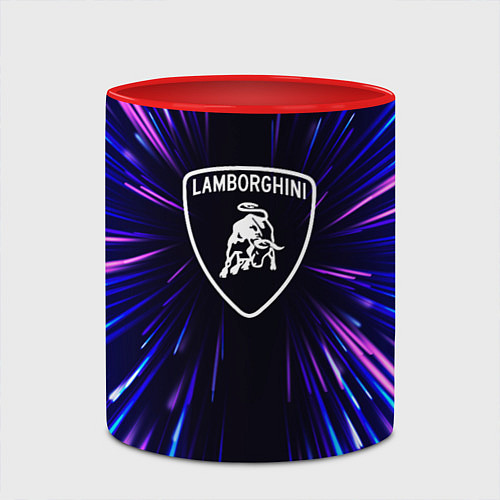Кружка цветная Lamborghini neon energy / 3D-Белый + красный – фото 2