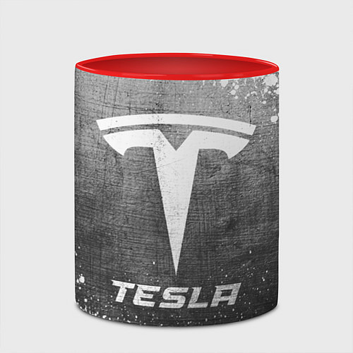 Кружка цветная Tesla - grey gradient / 3D-Белый + красный – фото 2
