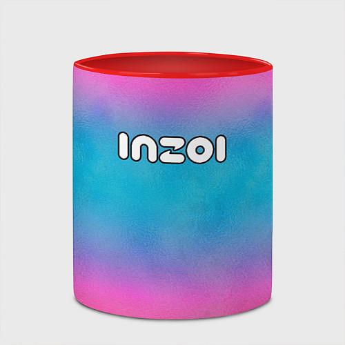 Кружка цветная Inzoi розово-голубой фон / 3D-Белый + красный – фото 2