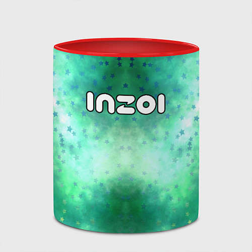 Кружка цветная Inzoi белый логотип на зеленом фоне / 3D-Белый + красный – фото 2
