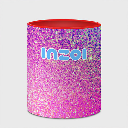 Кружка цветная Inzoi лого и розовые блестки / 3D-Белый + красный – фото 2