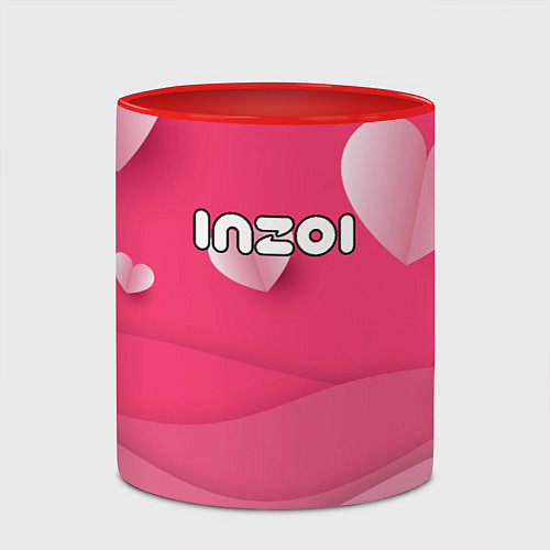 Кружка цветная Inzoi розовые сердечки / 3D-Белый + красный – фото 2