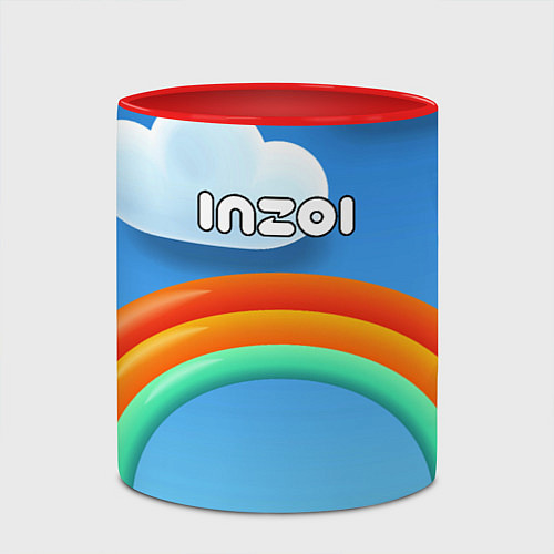 Кружка цветная Inzoi объемная радуга и облака / 3D-Белый + красный – фото 2