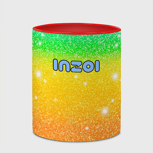 Кружка цветная Inzoi зелено-желтый фон / 3D-Белый + красный – фото 2