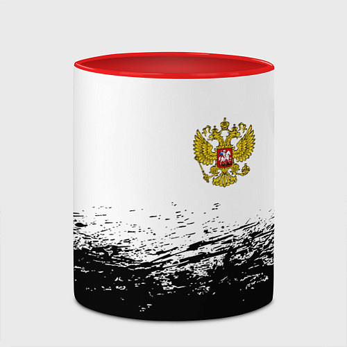 Кружка цветная Россия черно белые краски / 3D-Белый + красный – фото 2