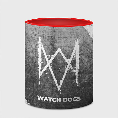 Кружка цветная Watch Dogs - grey gradient / 3D-Белый + красный – фото 2