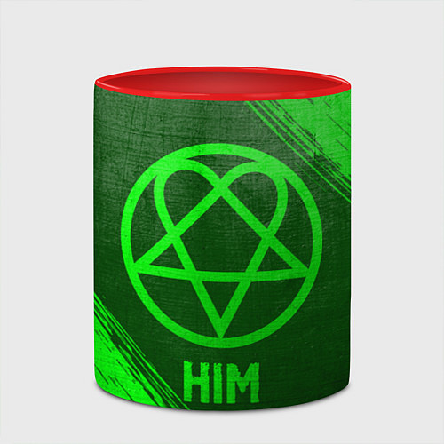 Кружка цветная HIM - green gradient / 3D-Белый + красный – фото 2