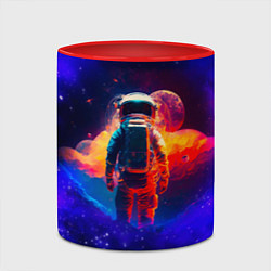 Кружка 3D Огненный путь космонавта, цвет: 3D-белый + красный — фото 2