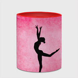 Кружка 3D Спортивная гимнастика на розовом, цвет: 3D-белый + красный — фото 2