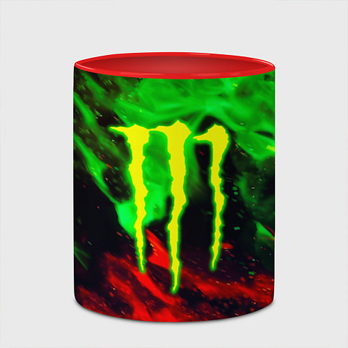 Кружка цветная Monster energy огонь лого / 3D-Белый + красный – фото 2