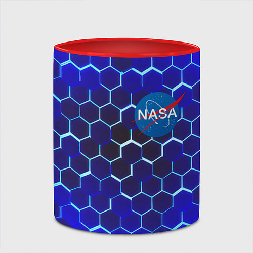 Кружка цветная Nasa голубая броня / 3D-Белый + красный – фото 2