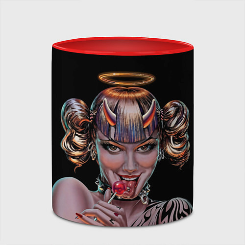 Кружка цветная Crazy town - butterfly / 3D-Белый + красный – фото 2