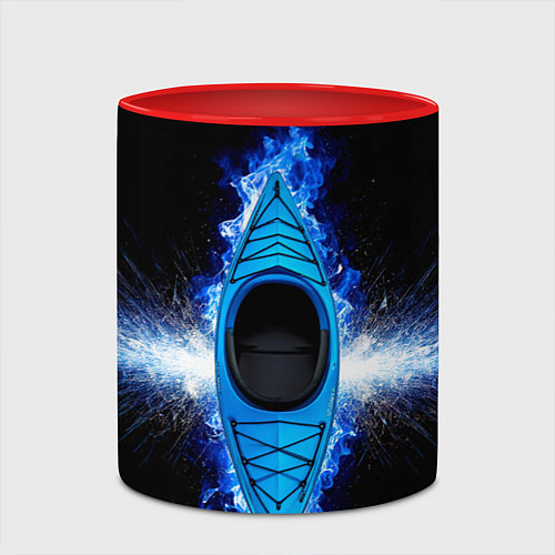 Кружка цветная Каяк в синем пламени / 3D-Белый + красный – фото 2