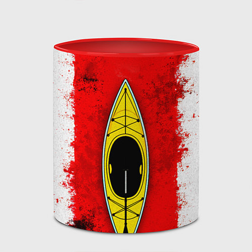 Кружка цветная Каяк на красно-белом / 3D-Белый + красный – фото 2