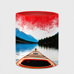 Кружка 3D Каякинг на горной речке, цвет: 3D-белый + красный — фото 2