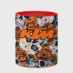 Кружка 3D Оранжевые черепа КТМ, цвет: 3D-белый + красный — фото 2