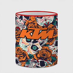Кружка 3D Оранжевые черепа КТМ, цвет: 3D-красный кант — фото 2