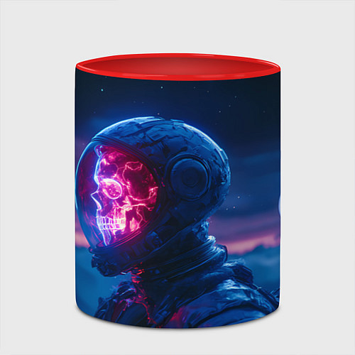 Кружка цветная Синий космонавт с красным черепом / 3D-Белый + красный – фото 2