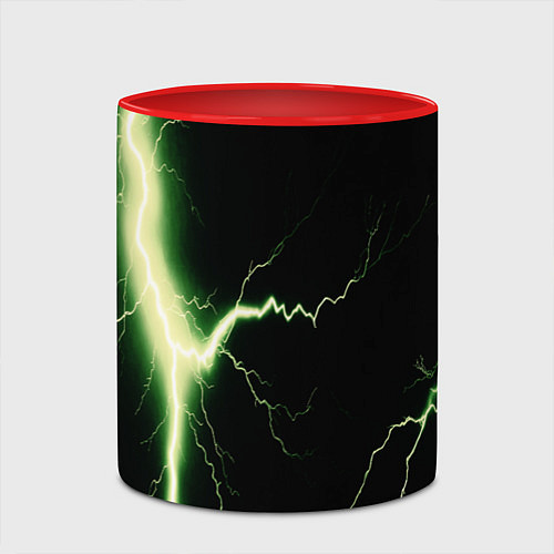 Кружка цветная Lightning yellow текстура / 3D-Белый + красный – фото 2