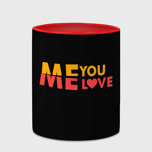 Кружка цветная Me and you - Love / 3D-Белый + красный – фото 2