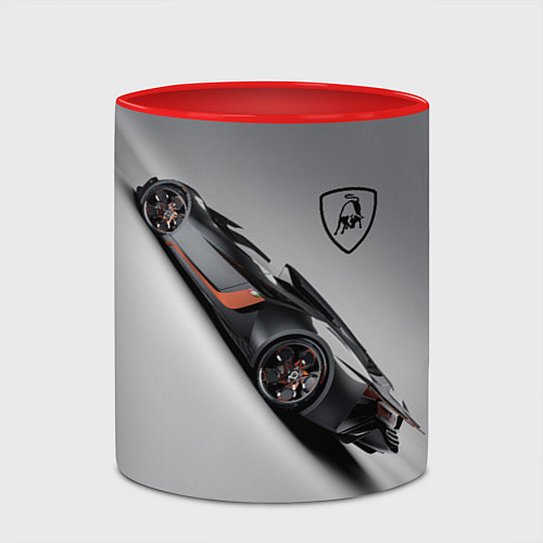 Кружка цветная Lamborghini - racing car / 3D-Белый + красный – фото 2