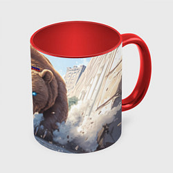 Кружка 3D Русский медведь наступает, цвет: 3D-белый + красный