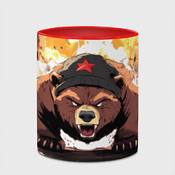 Кружка 3D Злой русский медведь с пилоткой на голове, цвет: 3D-белый + красный — фото 2