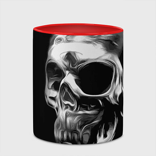 Кружка цветная Стилизованный череп / 3D-Белый + красный – фото 2