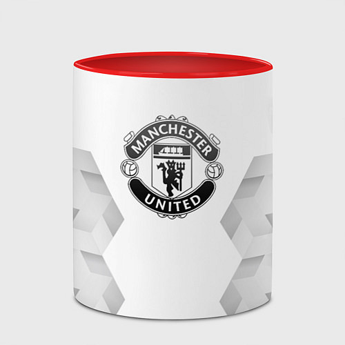Кружка цветная Manchester United white poly / 3D-Белый + красный – фото 2
