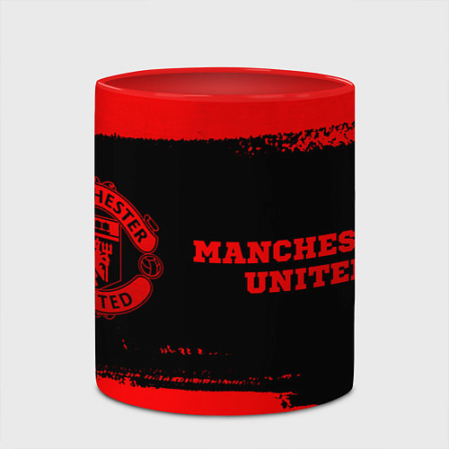 Кружка цветная Manchester United - red gradient по-горизонтали / 3D-Белый + красный – фото 2