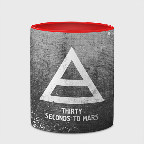 Кружка цветная Thirty Seconds to Mars - grey gradient / 3D-Белый + красный – фото 2