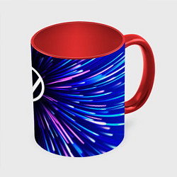 Кружка 3D Volkswagen neon energy, цвет: 3D-белый + красный