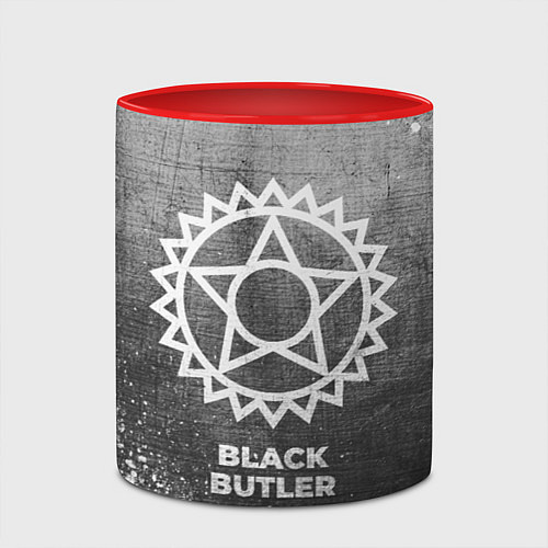 Кружка цветная Black Butler - grey gradient / 3D-Белый + красный – фото 2