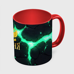 Кружка 3D Россия надпись и герб, цвет: 3D-белый + красный