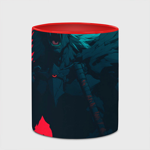 Кружка цветная Человек-волк / 3D-Белый + красный – фото 2