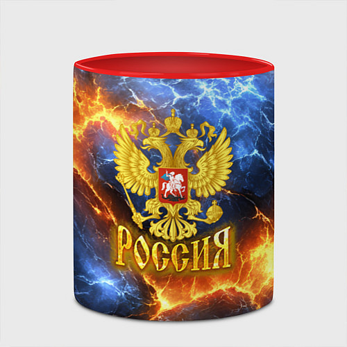 Кружка цветная Россия герб и огонь / 3D-Белый + красный – фото 2