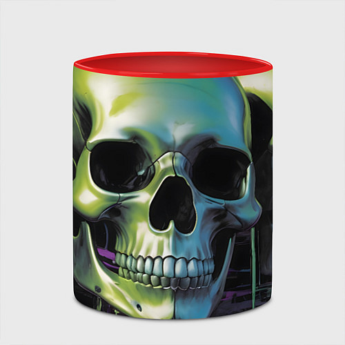 Кружка цветная Черепа отливающие неоном / 3D-Белый + красный – фото 2