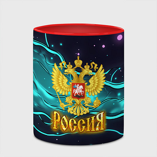 Кружка цветная Россия - березовая абстракция / 3D-Белый + красный – фото 2