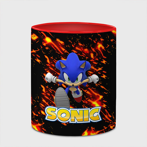 Кружка цветная Sonic огенная текстура / 3D-Белый + красный – фото 2
