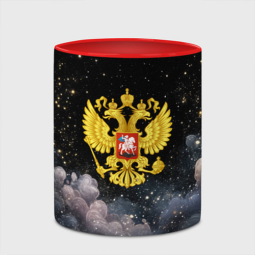 Кружка цветная Герб России на черном небе / 3D-Белый + красный – фото 2
